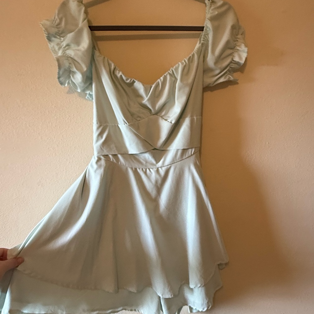 Light Blue Ruffle Sleeve romper